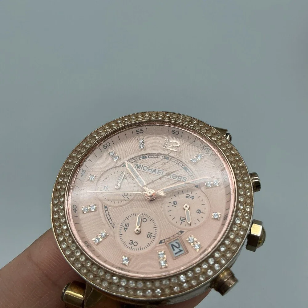 Michael Kors MK-5538 Womens Watch 39mm Rose Gold Tone New Battery 7.75